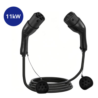 Type 2 ladekabel 11kW: 5 meter (sort / black gun) inkl. taske, Boult