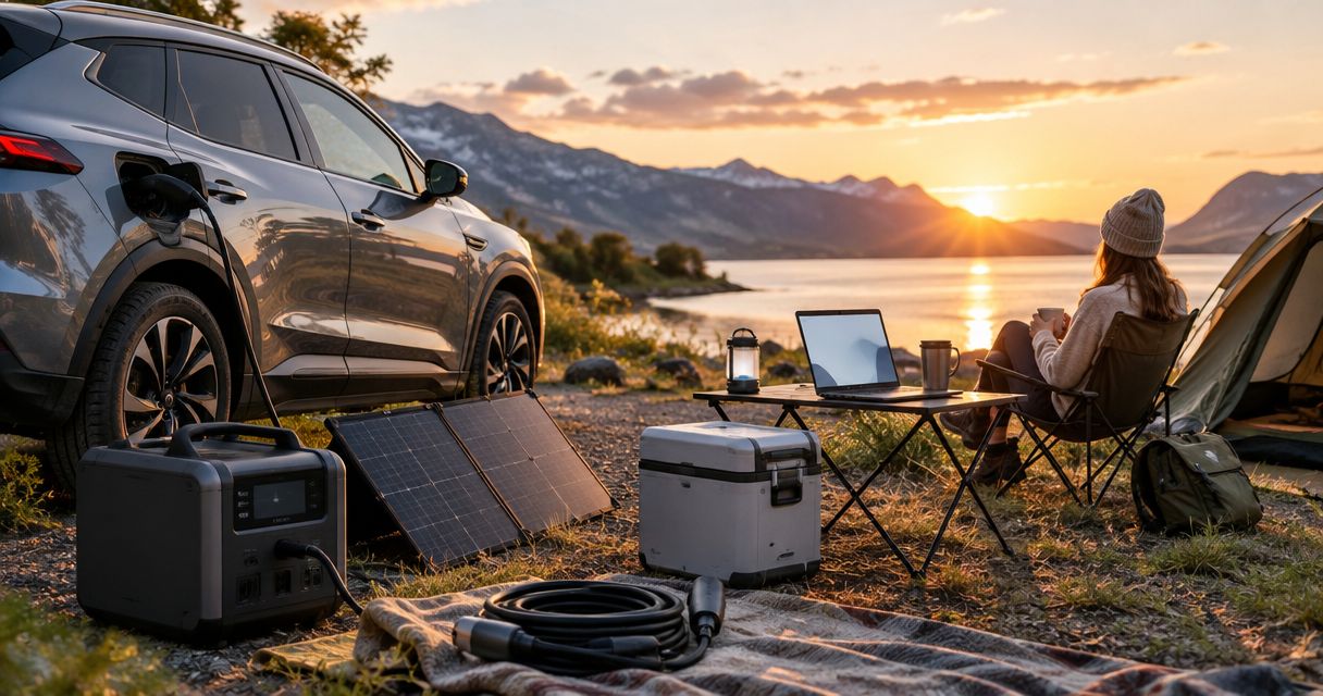 EV-tilbehør til camping og roadtrips: komplet guide 2026