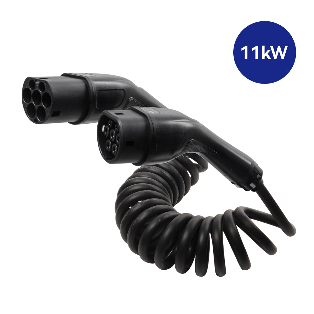 Type 2 spiral ladekabel 11kW 8 meter fra Boult