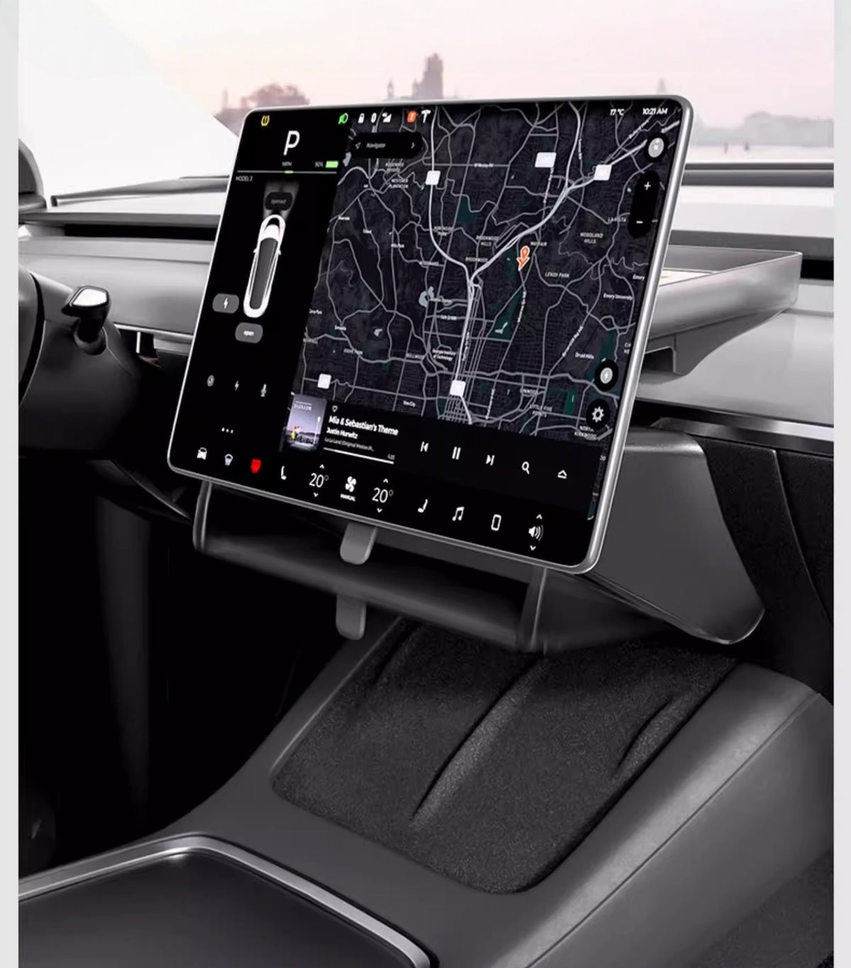 Opbevaringsbakke under skærmen: Tesla Model 3 Highland & Model Y Juniper