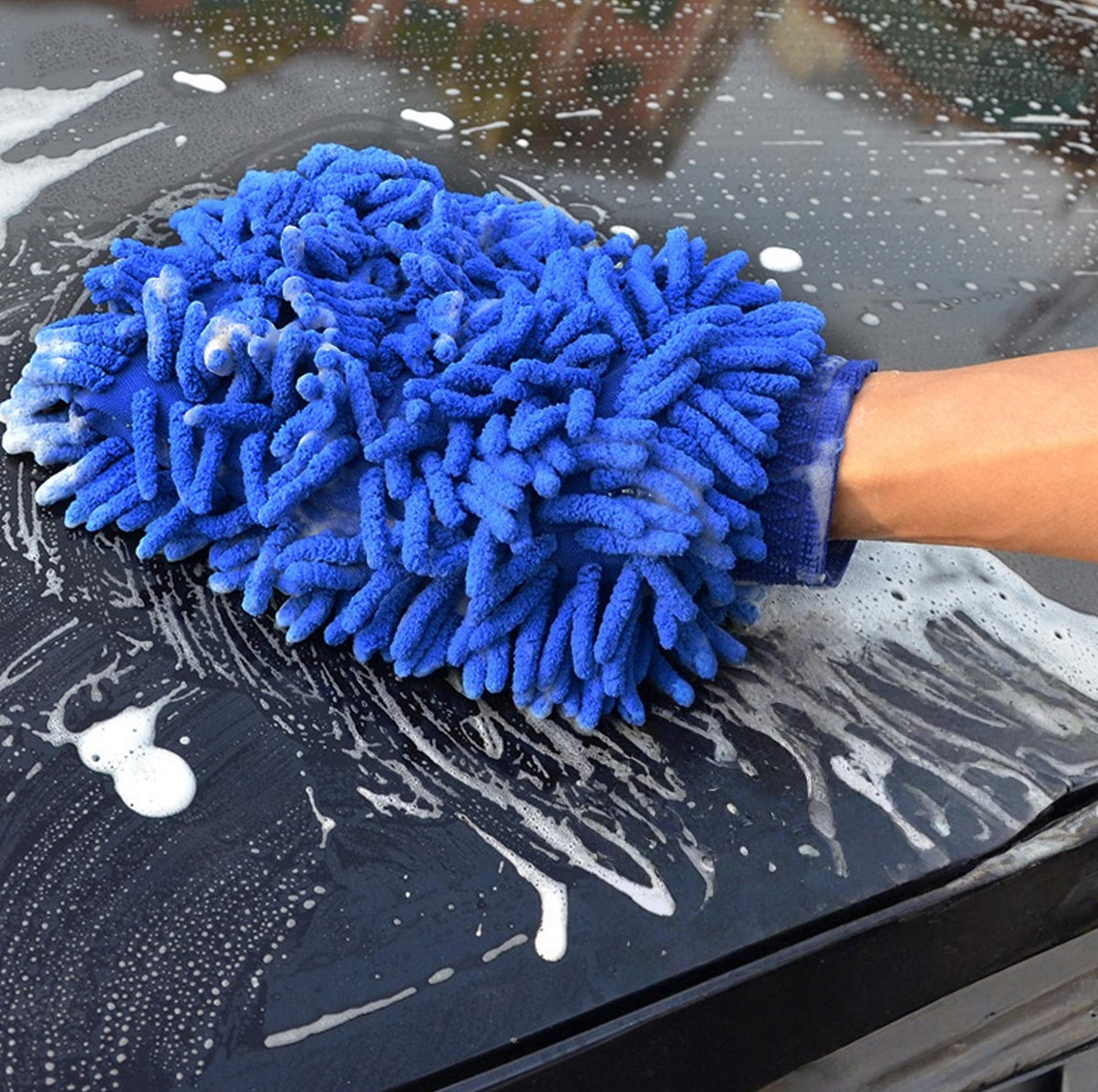 Vaskehandske i blød Microfiber - Blå eller Grøn