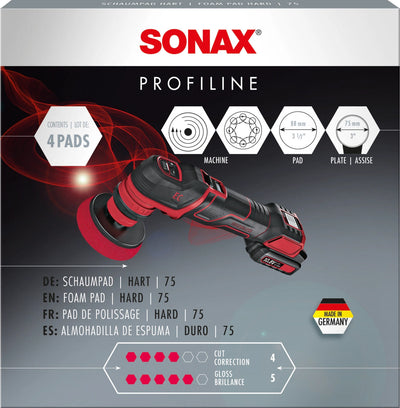 SONAX Profiline Foam Polerskive Rød 75mm - 4 pads./ks.