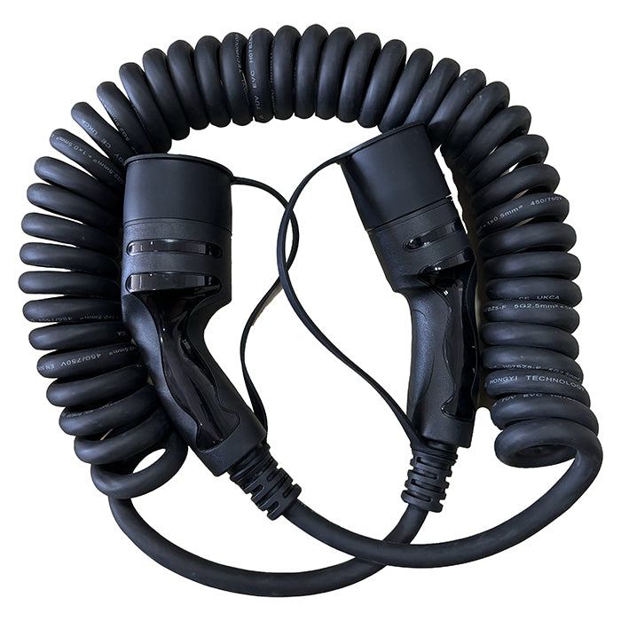 Spiral ladekabel til elbil, Type 2, 3-faset - GreenGoing