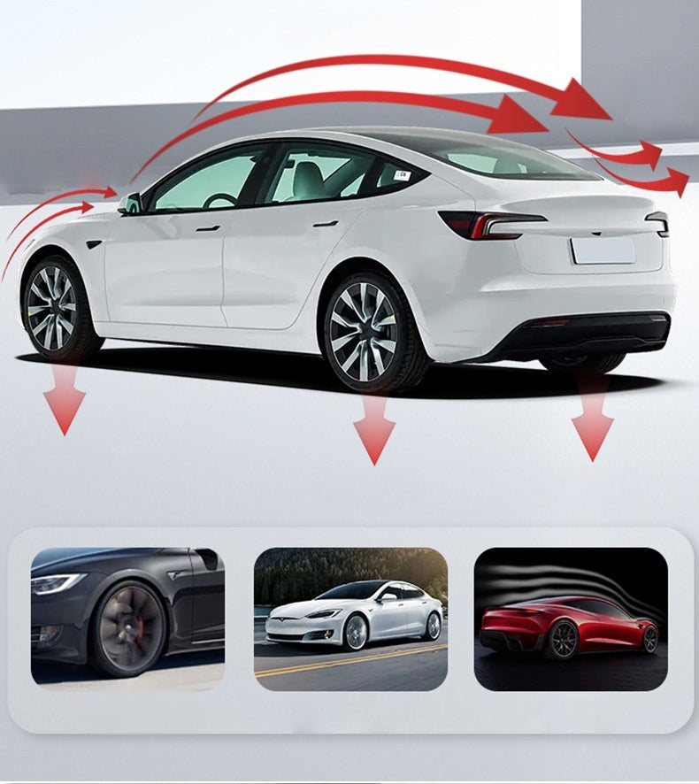 Illustration af luftstrøm omkring Tesla med spoiler