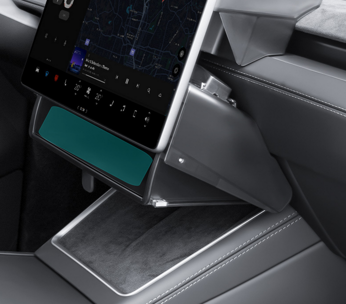 Opbevaringsbakke under skærmen: Tesla Model 3 Highland & Model Y Juniper