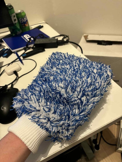 Vaskehandske i blød Microfiber - Blå - GreenGoing